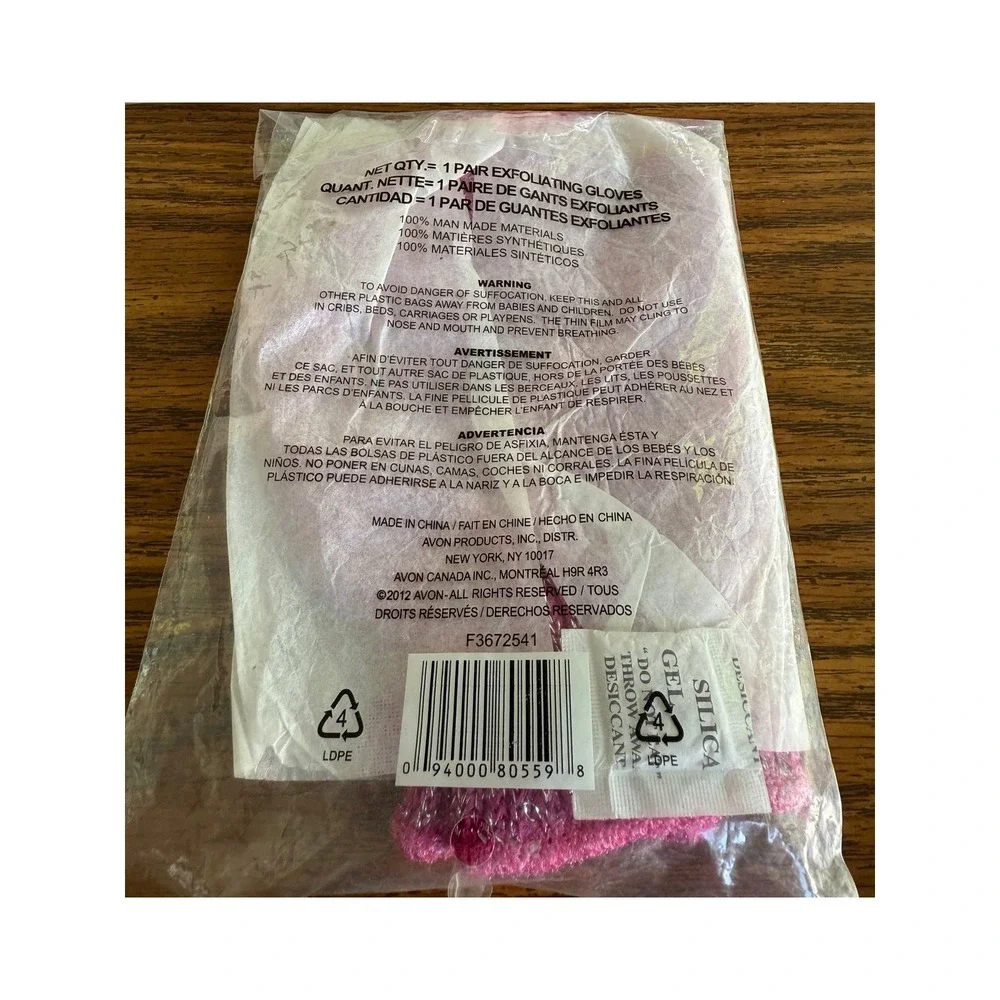 Avon Exfoliating Wash Gloves Pink One Pair Discontinued